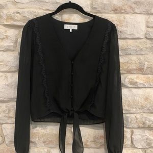 WAYF black semi sheer blouse, size XS